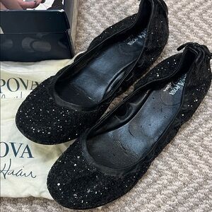 Black Sequin Ballet Flats